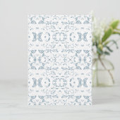 Blauw Witte Bloemenbehang – Vintage Patroon Save The Date (Staand voorkant)
