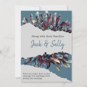 Blauw-witte bloemenbruiloft kaart (Voorkant)