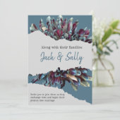 Blauw-witte bloemenbruiloft kaart (Staand voorkant)