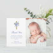 Blauw-witte bloemenchinoiserie | Fotodoop Bedankkaart (Staand voorkant)