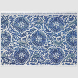 Blauw-witte bloemendecoupage tissuepapier