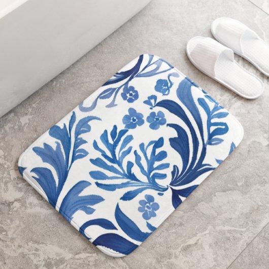 Blauw & Witte Bloemendesign | Chinoiserie Patroon Badmat