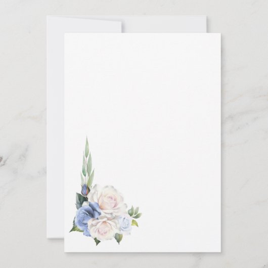 Blauw-witte bloemendiner en Drinken 21e verjaardag Kaart (Achterkant)