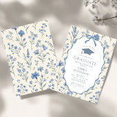 Blauw Witte Bloemengraadseierfeest Kaart