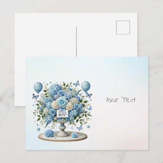 Blauw Witte Bloemenvaas Ansichtkaart Briefkaart (Voorkant / Achterkant)