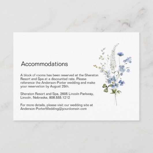 Blauw-witte bloemenverblijf Kaart (Voorkant)