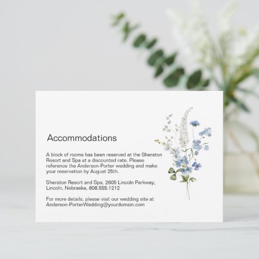 Blauw-witte bloemenverblijf Kaart (Staand voorkant)