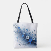 Blauw-witte bloemenwijnstok tote bag (Achterkant)
