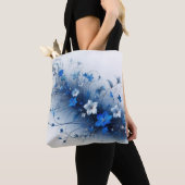 Blauw-witte bloemenwijnstok tote bag (Dichtbij)