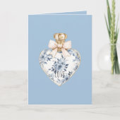 Blauw Witte Bloemhartparfumfles Liefde Kaart (Voorkant)