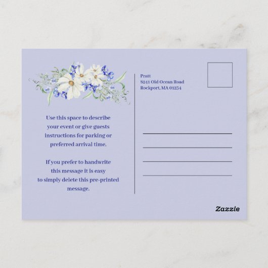 Blauw Witte Bloemige Boho Boog 90ste Verjaardagsfe Briefkaart (Achterkant)