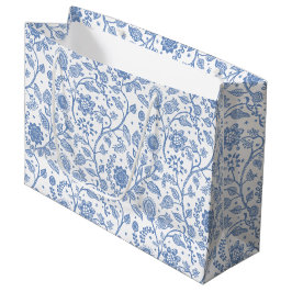 Blauw Witte Bloemige Boho Botanische Patroon Whims Groot Cadeauzakje