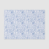 Blauw Witte Bloemige Boho Botanische Patroon Whims Tissuepapier (Voorkant)