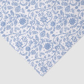 Blauw Witte Bloemige Boho Botanische Patroon Whims Tissuepapier (Detail)