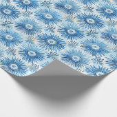 Blauw Witte Bloemige Bruidsborrel Cadeaupapier (Hoek)