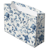 Blauw Witte Bloemige Bruidsdouche Groot Cadeauzakje (Achterkant Gekanteld)