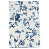 Blauw Witte Bloemige Bruidsdouche Medium Cadeauzakje (Voorkant)