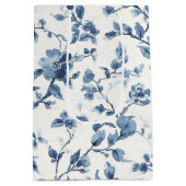 Blauw Witte Bloemige Bruidsdouche Medium Cadeauzakje (Achterkant)