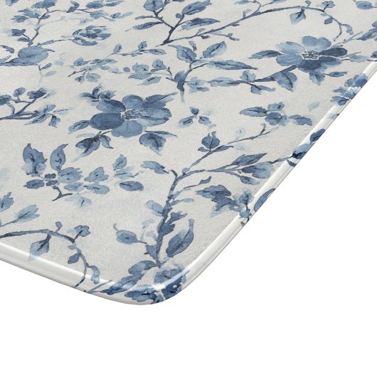 Blauw Witte Bloemige Bruidsdouche Snijplank (Hoek)