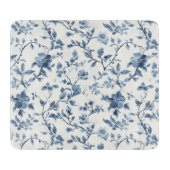 Blauw Witte Bloemige Bruidsmeisjes Borrel Snijplank (Voorkant)