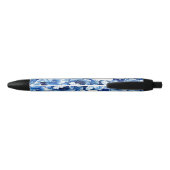 Blauw Witte Bloemige Pen met Aanpasbare Naam (Achterkant)