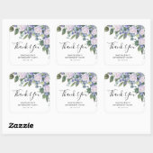 Blauw Witte Bloemige Pensioenfeest Dank Je Vierkante Sticker (Vel)