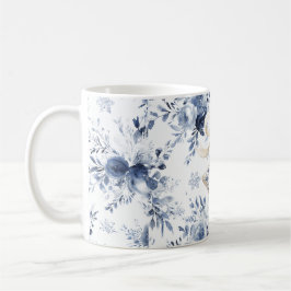 Blauw Witte Bloemige Ster Kerst Ornament Koffiemok