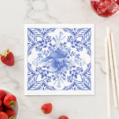 Blauw-witte bloemige Tegel met vogelservetten Servet (Insitu)