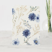 Blauw Witte Bloemige Verjaardag Kaart (Achterkant)