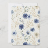Blauw Witte Bloemige Verjaardag Kaart (Achterkant)