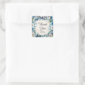 Blauw Witte Bloemige Verjaardags Bedankje voor Vro Vierkante Sticker (Tas)