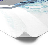 Blauw Witte Bloemige Winter Bruiloft Stoelen Plan Poster (Hoek)