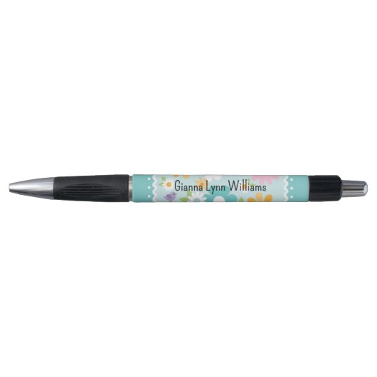 Blauw-witte-bloemmonogram Pen (Voorkant)