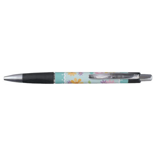 Blauw-witte-bloemmonogram Pen (Achterkant)