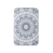 Blauw Witte Bloemrijke Mandala Cottage Badmat (Voorkant Verticaal)