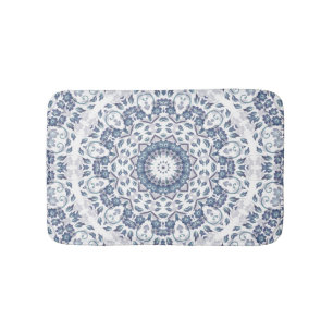 Blauw Witte Bloemrijke Mandala Cottage Badmat