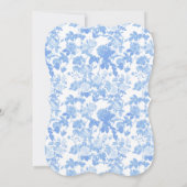 Blauw Witte Bloemrozen Chinoiserie Bruiloft Kaart (Achterkant)