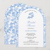 Blauw Witte Bloemrozen Chinoiserie Bruiloftsshower Kaart (Voorkant / Achterkant)