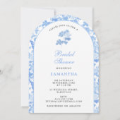 Blauw Witte Bloemrozen Chinoiserie Bruiloftsshower Kaart (Voorkant)
