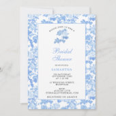 Blauw Witte Bloemrozen Chinoiserie Bruiloftsshower Kaart (Voorkant)
