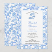 Blauw Witte Bloemrozen Chinoiserie Bruiloftsshower Kaart (Voorkant / Achterkant)