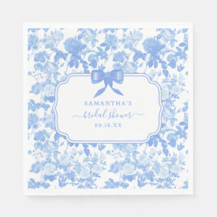 Blauw Witte Bloemrozen Chinoiserie Bruiloftsshower Servet