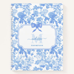 Blauw Witte Bloemrozen Franse Chinoiserie Patroon Notitieboek