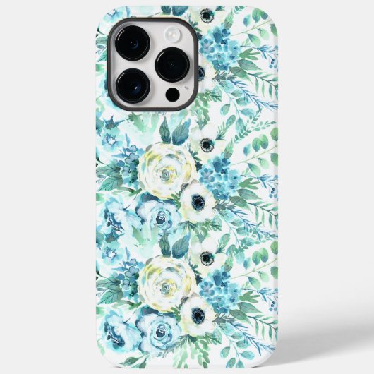 Blauw Witte Bloemschildering Waterverfrozen Bloeme Case-Mate iPhone Case (Achterkant)