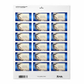 Blauw Witte Bloemversiering Adreslabel Etiket (Full Sheet)