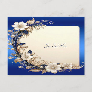 Blauw Witte Bloemversiering Ansichtkaart Briefkaart
