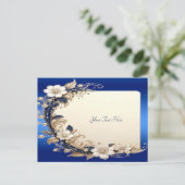 Blauw Witte Bloemversiering Ansichtkaart Briefkaart (Staand voorkant)