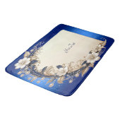 Blauw Witte Bloemversiering Badmat (Gekanteld)