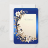 Blauw Witte Bloemversiering Bedankkaart (Achterkant)