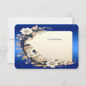 Blauw Witte Bloemversiering Bedankkaart (Achterkant)